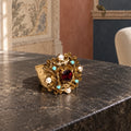 D’Este — anello regolabile con pietre e perle di fiume