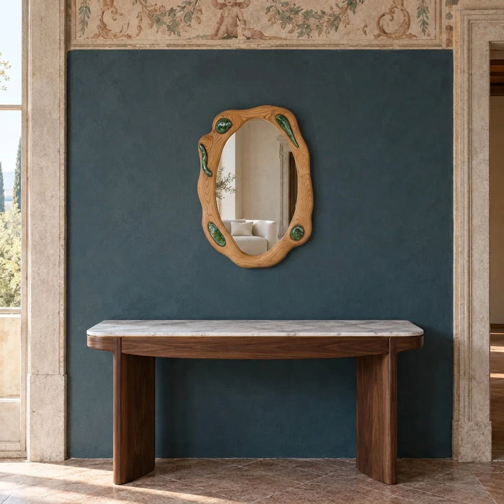 Specchio Rovere con inserti ceramica