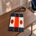 Borsa tote Dot plissettata blu scuro e arancio