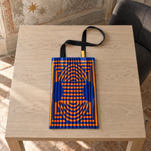 Borsa tote Maya plissettata blu e arancio