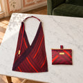 Granata — borsa plissettata con pochette coordinata
