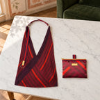 Granata — borsa plissettata con pochette coordinata