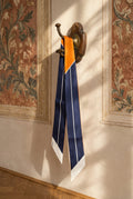 Twilly blu scuro e arancio — double face in 100% seta