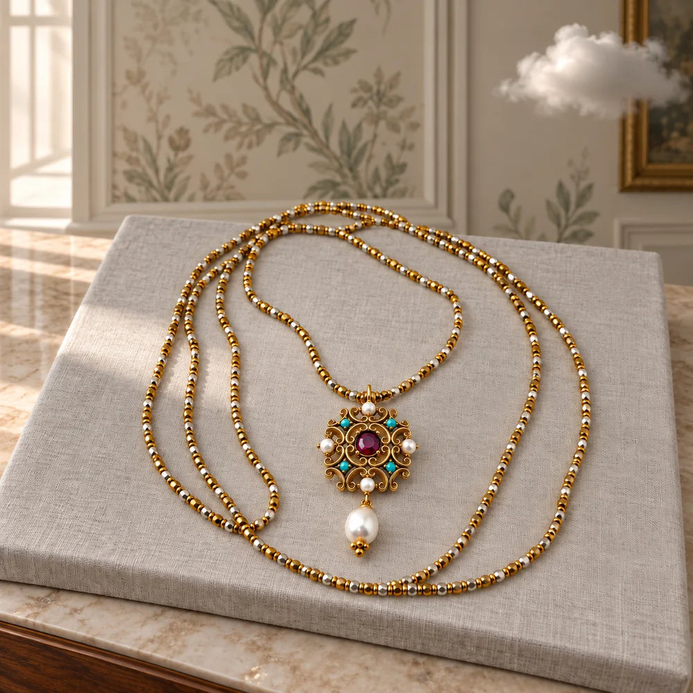 Collana lunga Isabella con pendente decorato