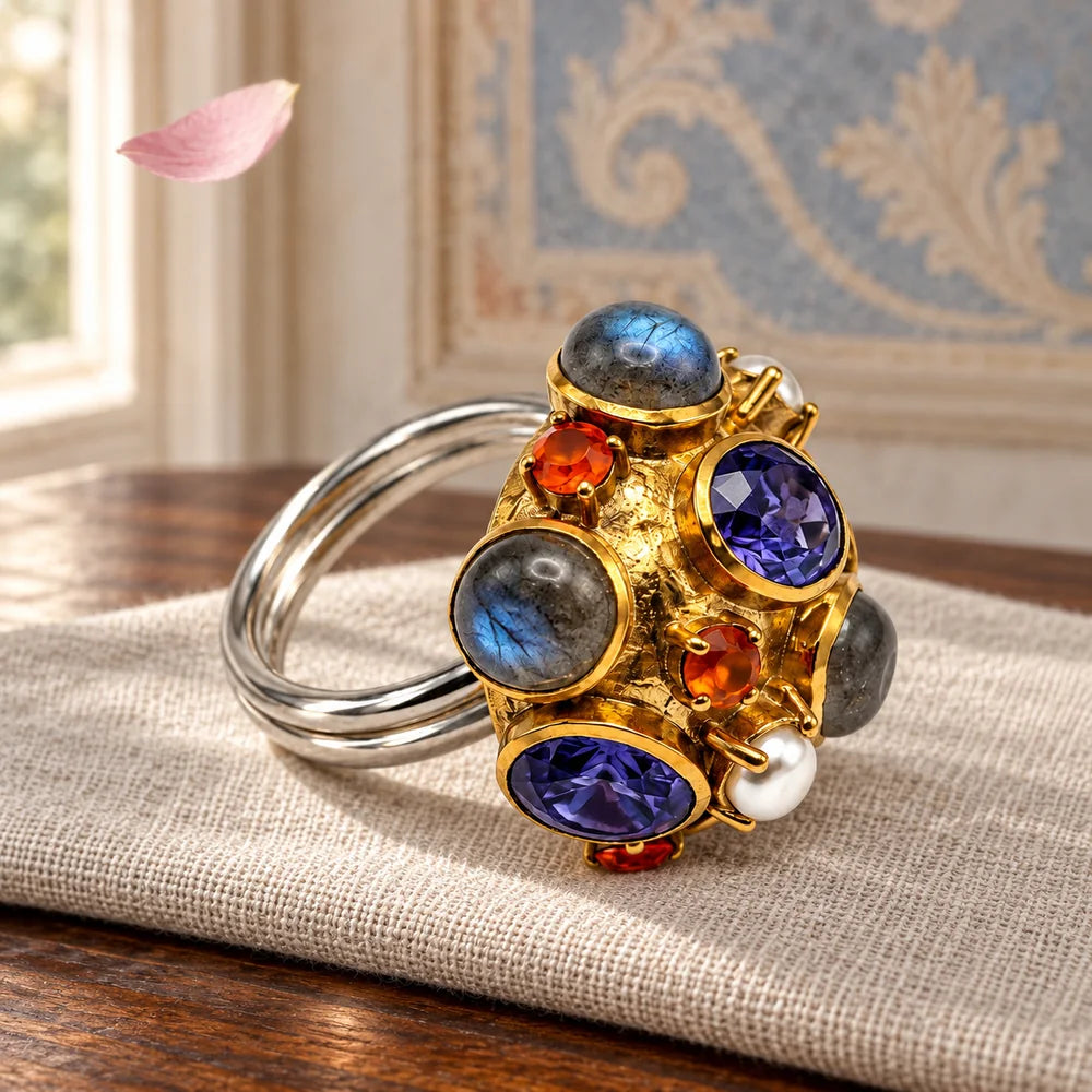 Anello Sultano multipietra regolabile