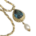 Collana lunga Bisanzio con cristallo blu