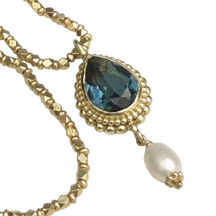 Collana lunga Bisanzio con cristallo blu