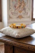 Tresor — bracciale rigido in ottone e pietre semipreziose