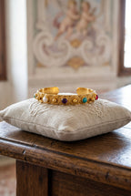 Tresor — bracciale rigido in ottone e pietre semipreziose