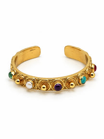 Tresor — bracciale rigido in ottone e pietre semipreziose