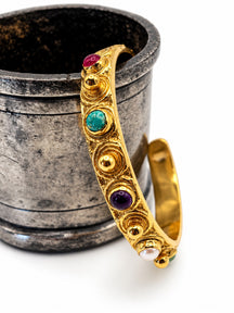 Tresor — bracciale rigido in ottone e pietre semipreziose