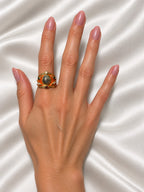 Anello Alhambra con smalto Arancio e Labradorite