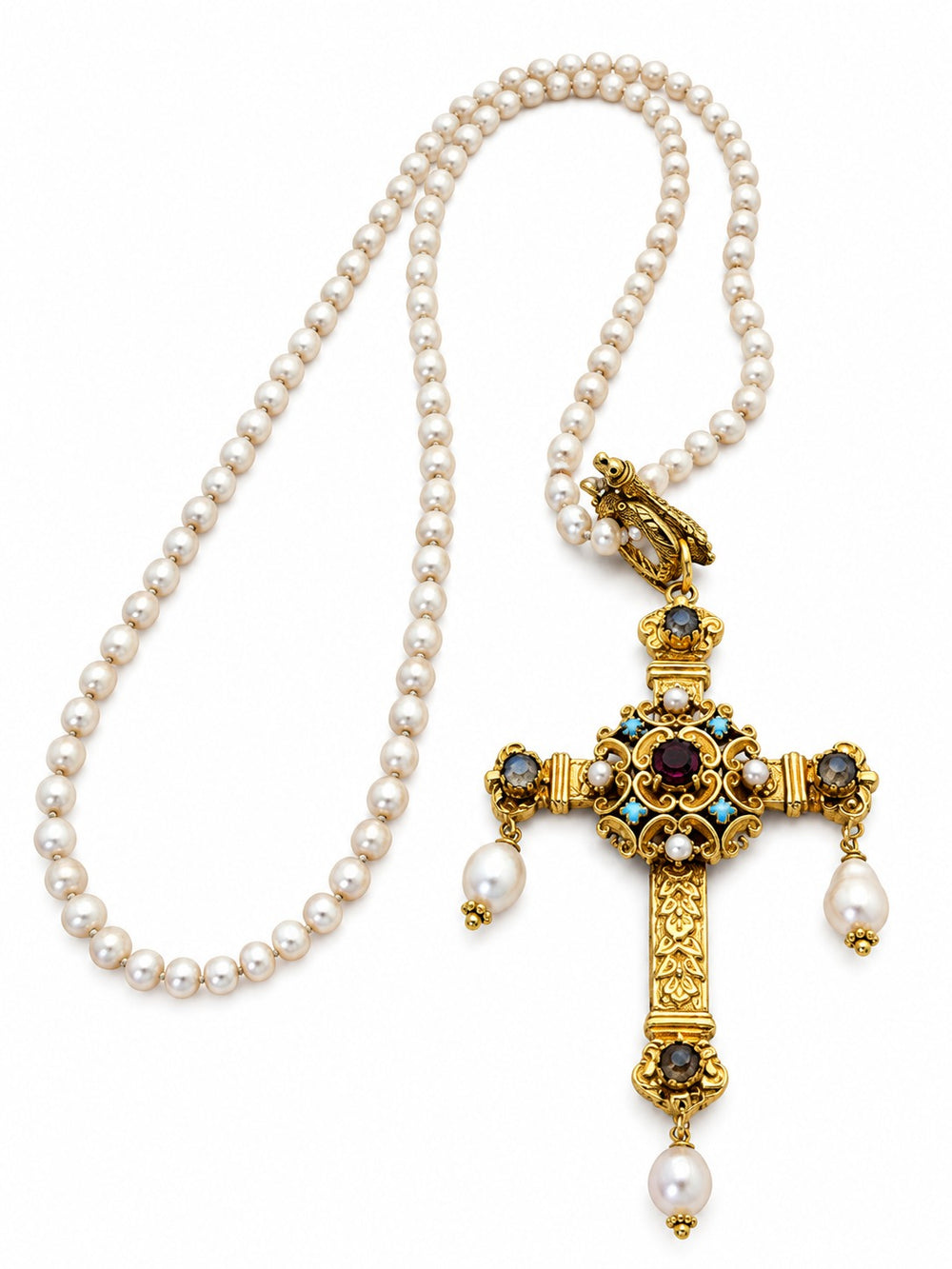 Collana Castel con croce e perle