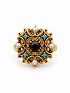 D’Este — anello regolabile con pietre e perle di fiume