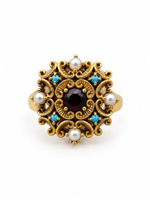 D’Este — anello regolabile con pietre e perle di fiume