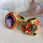 Anello Alhambra con smalto Arancio e Labradorite