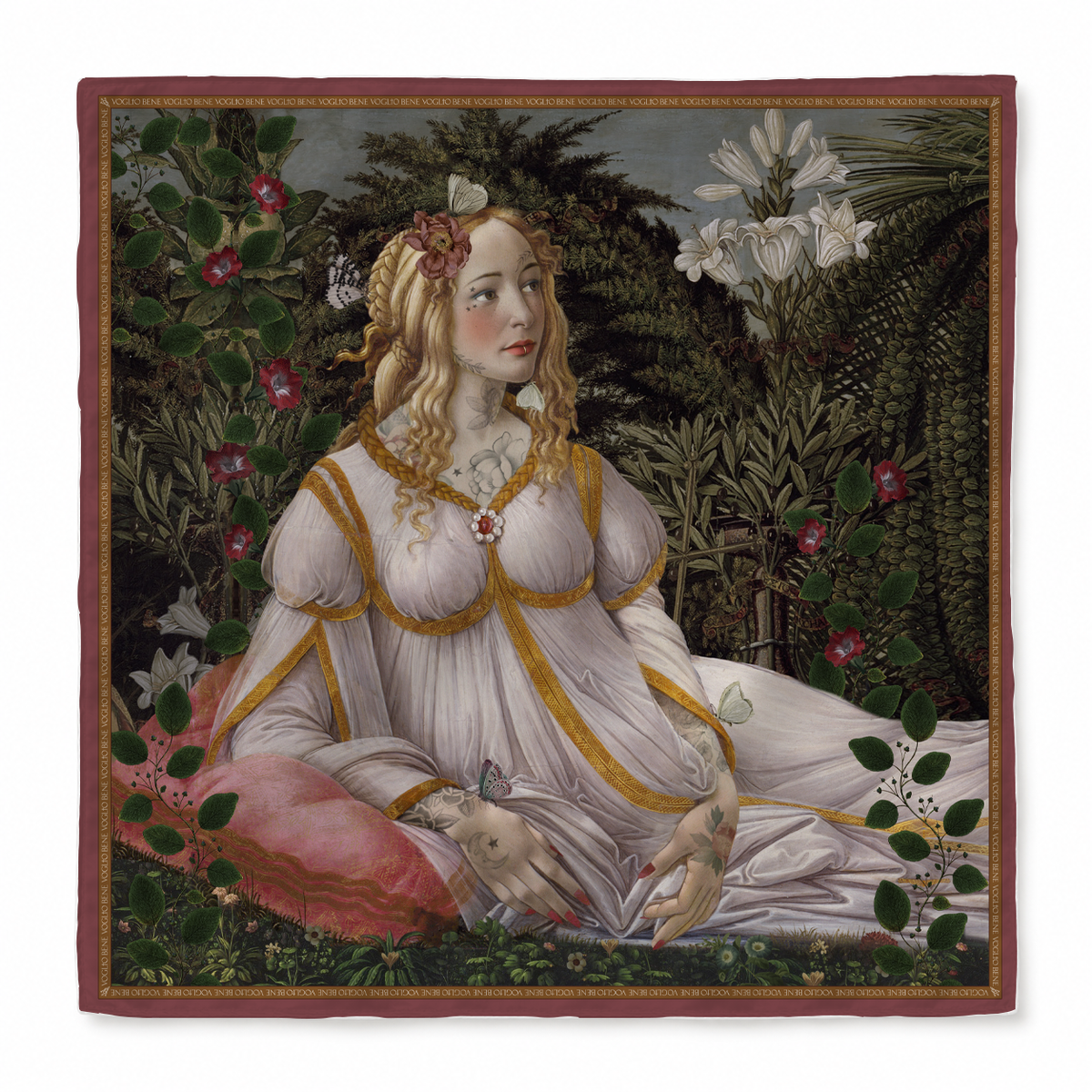 Foulard Botticelli tattoo - 100% seta